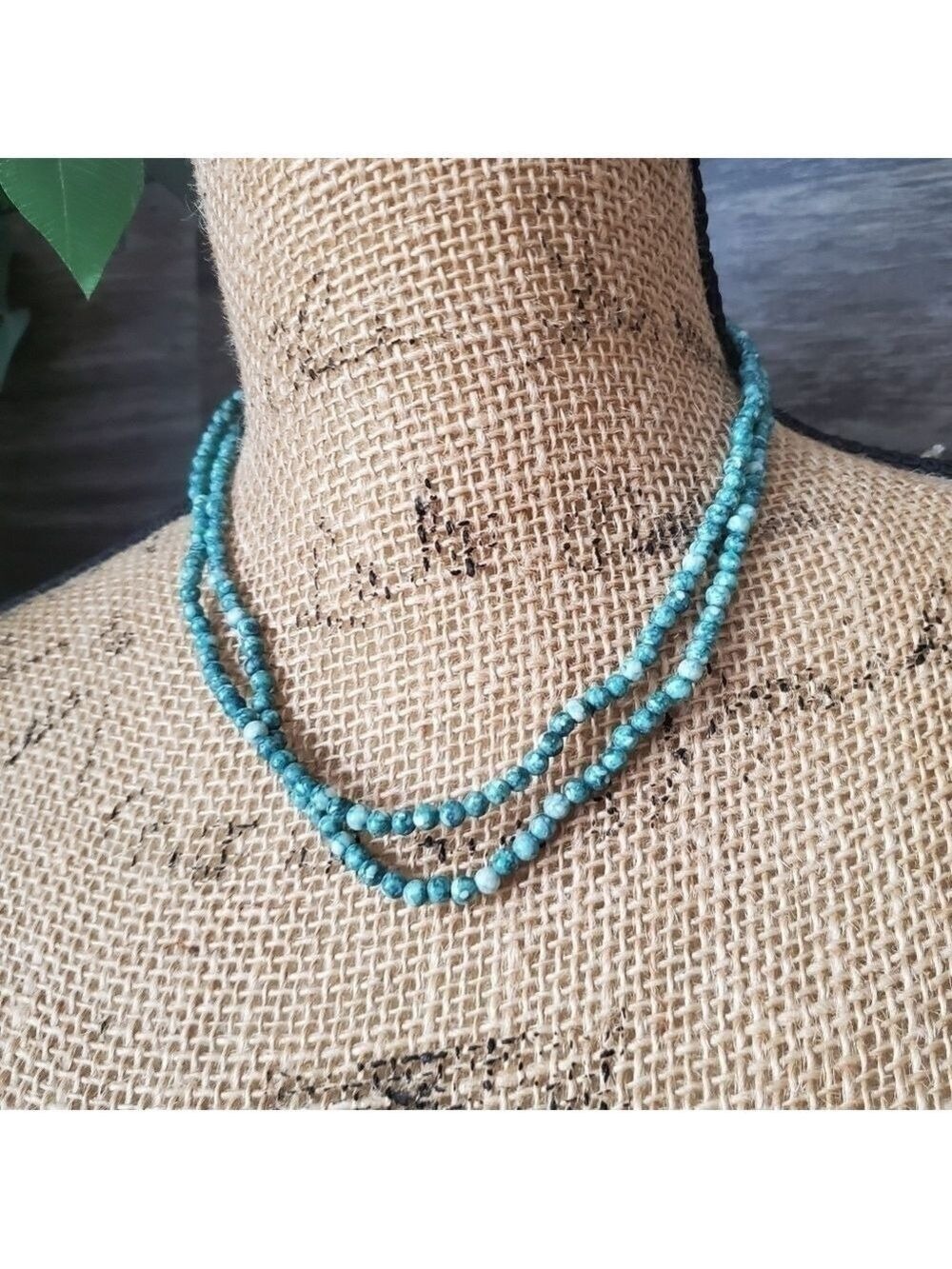 Emerald Green Blue Stone Long Necklace